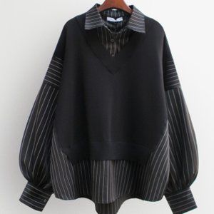 Two shirts with false stripes